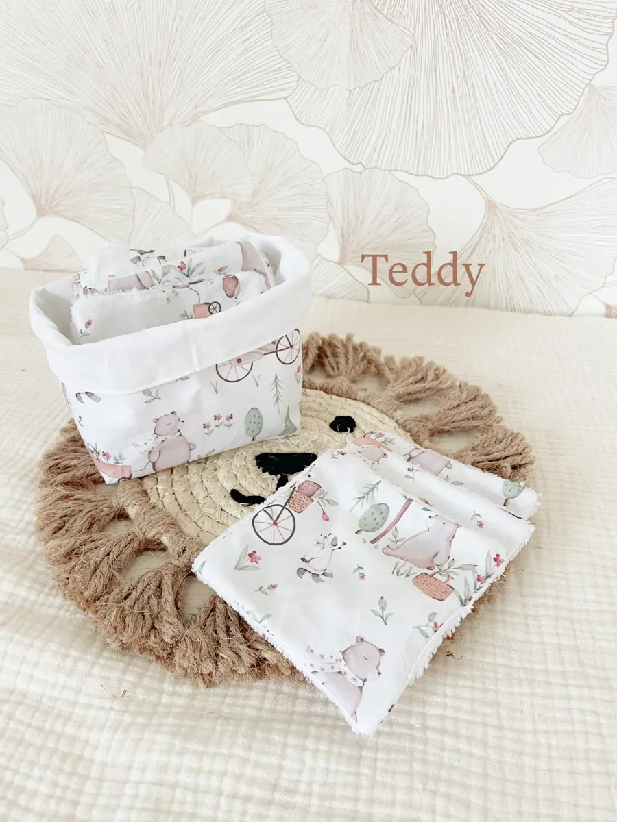 Ensemble assorti : les 10 lingettes bébé et la panière - Image 16