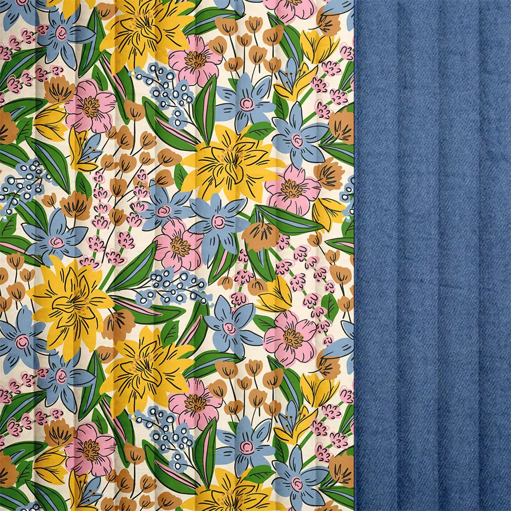 Coton matelassé réversible denim Lou