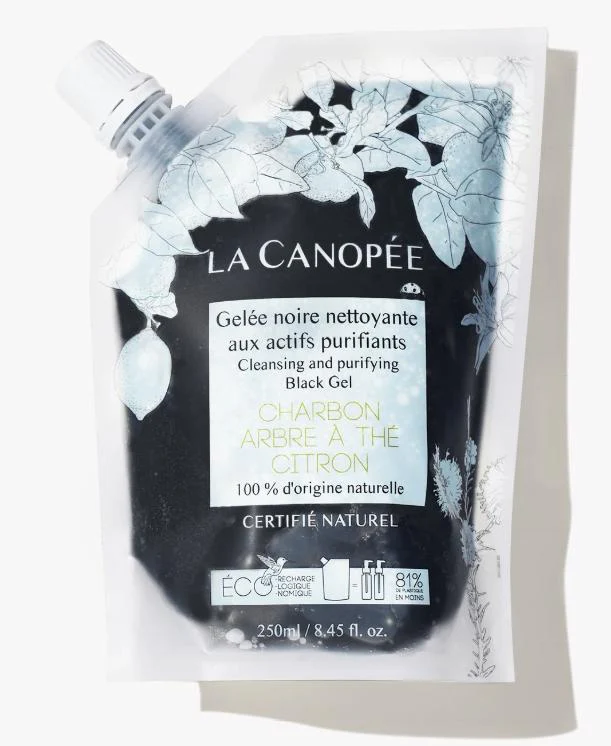 Éco-recharge gelée noire nettoyante aux actifs purifiants - La Canopée
