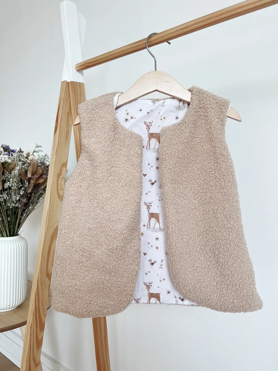 Gilet berger enfant bouclette marron - Image 9