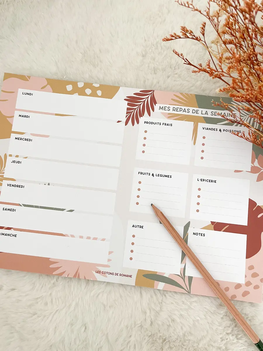 Planner menus de la semaine / Liste de course
