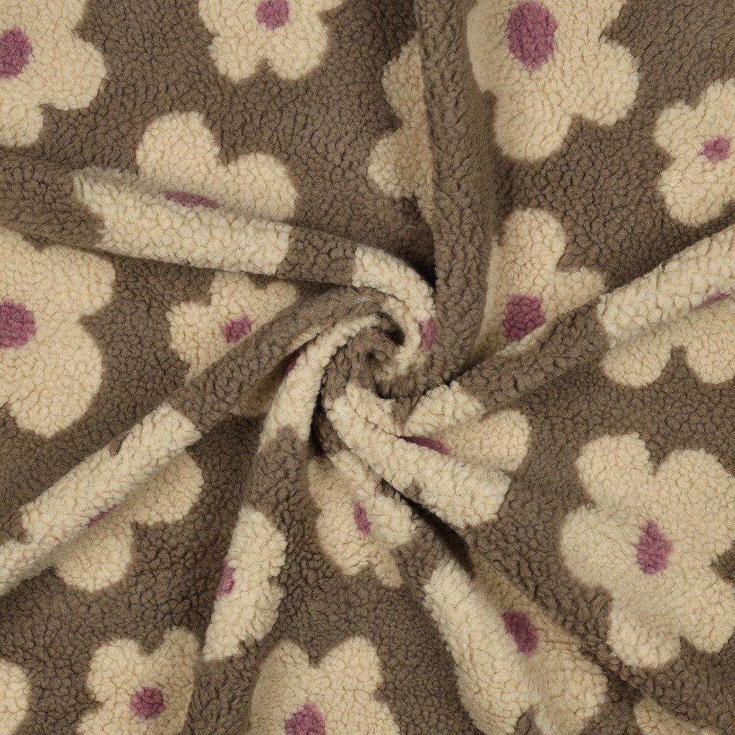 Teddy taupe à fleurs