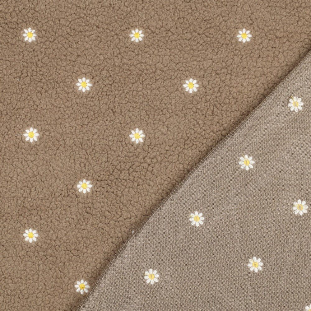 Teddy taupe broderie fleurs blanches - Image 2