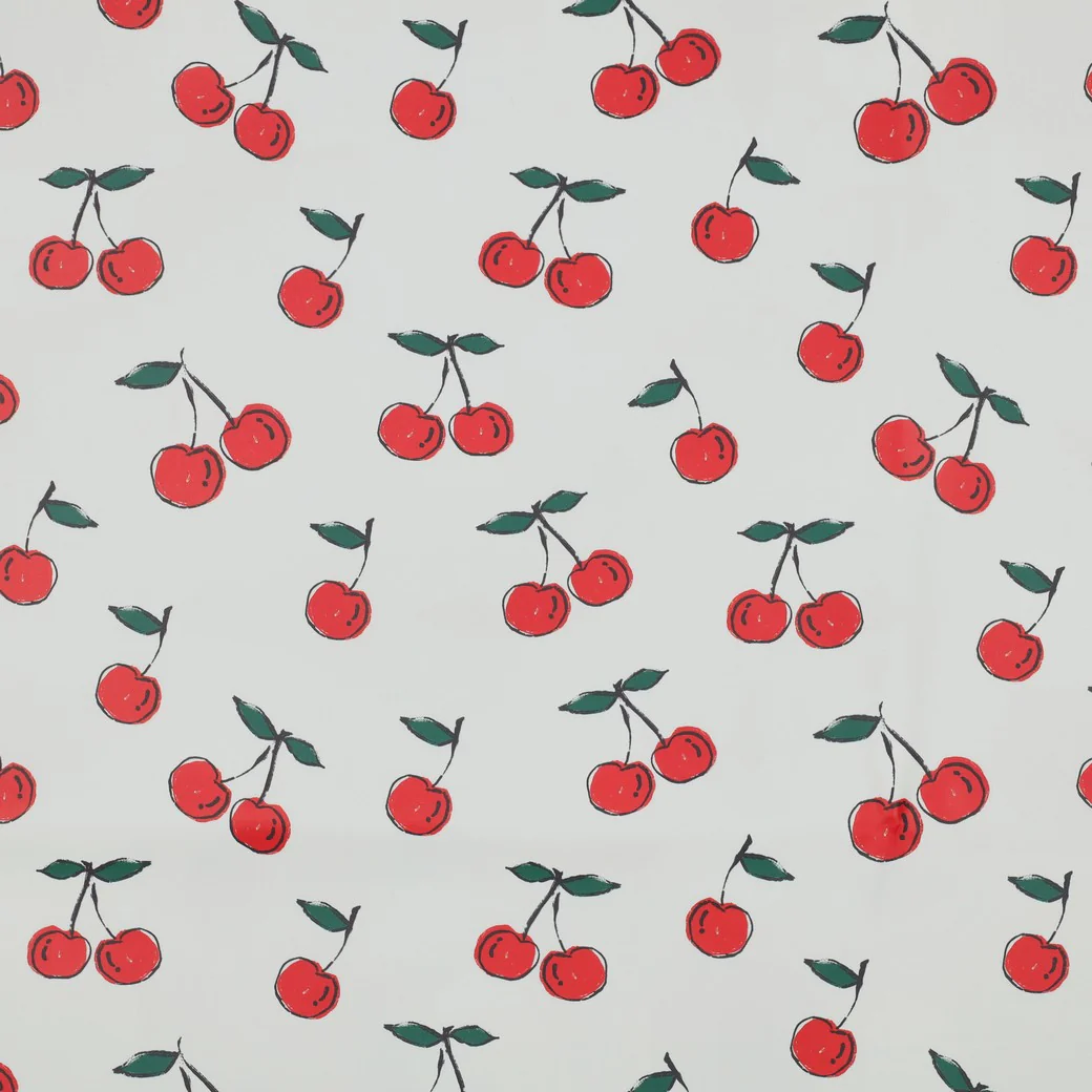 Tissu imperméable cerise blanc